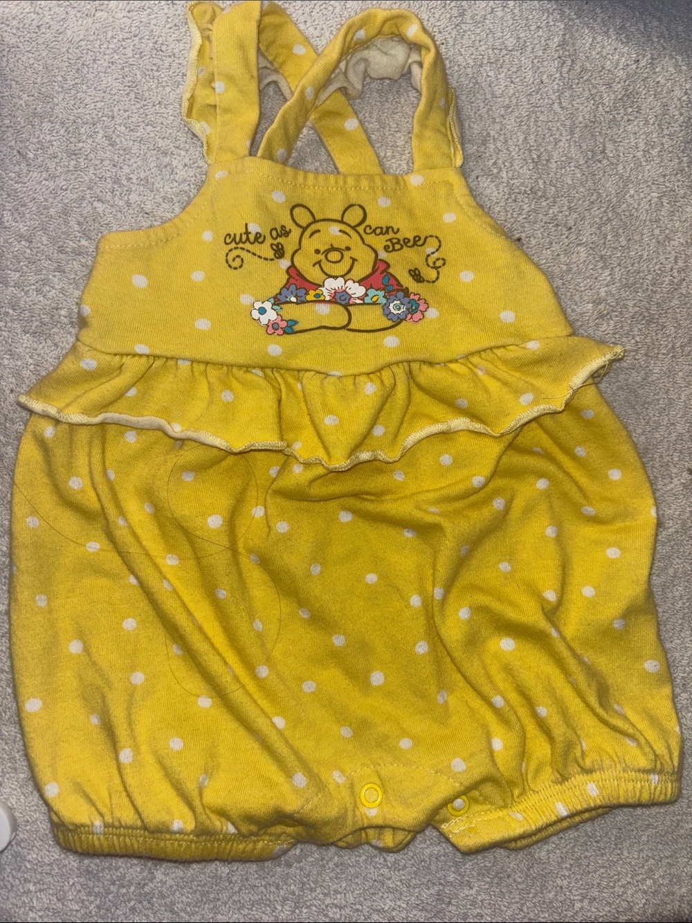 Yellow Winnie the Pooh Polka Dot Girls' Romper